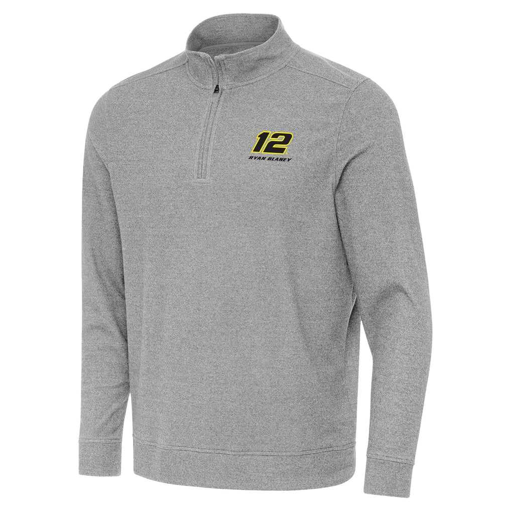 Ryan Blaney Antigua Subtle Quarter-Zip Pullover Top - Heather Gray